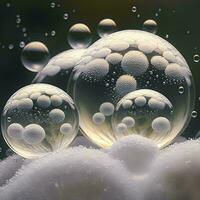 Glistening Frozen Bubbles CloseUp AI Generated photo