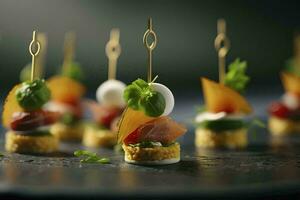 delicioso dedo comida aperitivo para profesional fotografía ai generado foto