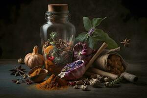 Aromatic and Pungent Spices Still Life AI Generated photo