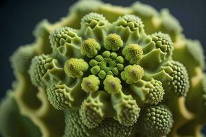 CloseUp Shot of Romanesco Broccoli or Roman Cauliflower AI Generated photo