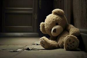 The Desolate Teddy Bear A Symbol of Loneliness and Victimhood AI Generated photo