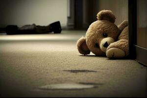 Lonely Teddy Bear Symbol of Vulnerability AI Generated photo