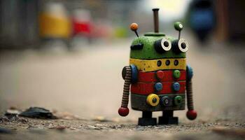 Creative Robot Made of Junk Using Google Colors AI Generated photo