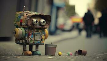 Creative Collage of Colorful Robots Made from Junk AI Generated photo