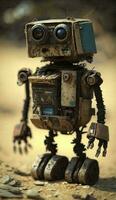 Superb TiltShift Art Robot Made Out of Junk AI Generated photo