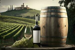 White Wine on Famous Vineyard in Chianti Tusc AI Generated photo