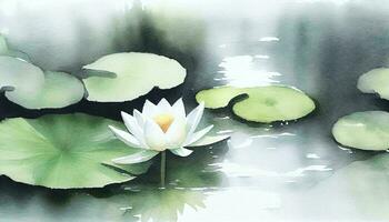 Chinese Lotus A Delicately Fading Watercolor Painting AI Generated photo
