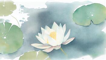 Ethereal Chinese Lotus in Fading Watercolor AI Generated photo