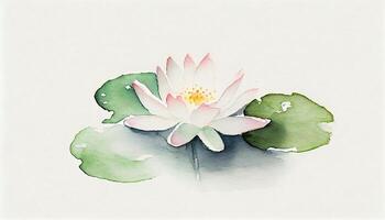 Graceful Chinese Lotus in a Soft Watercolor Painting AI Generated photo