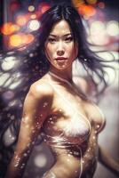 Glamorous Anime Style Artistic Portrait of a Beautiful Japanese Woman AI Generated photo