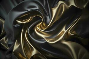 Elegant black and gold cloth background AI Generated photo