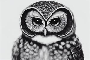 Charming Owl Character on White Background AI Generated photo