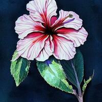 Vibrant Watercolor Hibiscus Flowers on White Background AI Generated photo