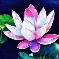 Vibrant Lotus Flower Watercolor on White Background AI Generated photo