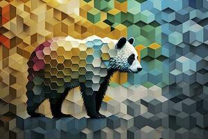 un vistoso panda hecho de hexágono losas ai generado foto