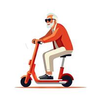 Elderly Man Riding Electric Scooter in Minimalist Style AI Generated photo