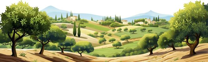 Serene Olive Grove Landscape AI Generated photo