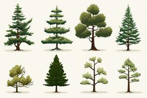 Minimalistic Pine Trees Set AI Generated photo