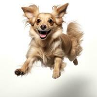 Graceful Leaping Poodle Dog on White Background AI Generated photo