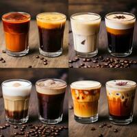 A Collage of Different Types of Coffee Drinks AI Generated photo