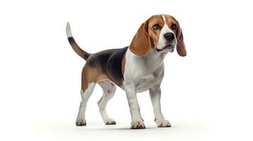 Adorable Beagle Dog on White Background AI Generated photo