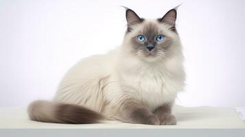 Beautiful Birman Cat Breed on White Background AI Generated photo