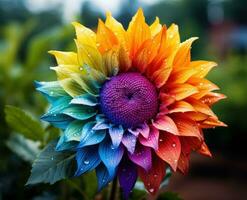 Vibrant Sunflower with Colorful Petals AI Generated photo