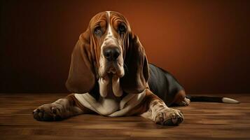 Adorable Basset Hound Dog in Highly Detailed Illustration AI Generated photo