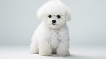 Adorable Bichon Fris Dog on White Background AI Generated photo