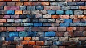 Multicolor Brick Wall Texture Background AI Generated photo