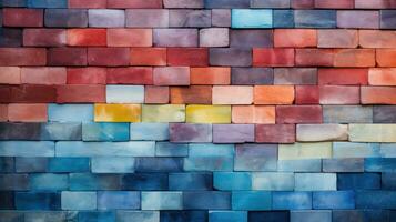 Multicolor Brick Wall Texture Background AI Generated photo