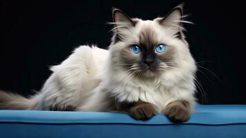 Beautiful Birman Cat Breed on White Background AI Generated photo