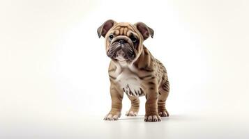 adorable buldog perro en blanco antecedentes ai generado foto