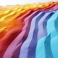 Vibrant Rainbow Colored Sand Stripes CloseUp AI Generated photo