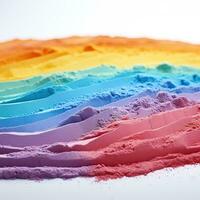 Vibrant Rainbow Coloured Sand Stripes CloseUp AI Generated photo