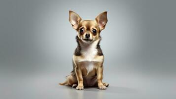 adorable chihuahua perro en blanco antecedentes ai generado foto