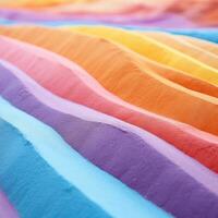 Vibrant Rainbow Colored Sand Stripes CloseUp AI Generated photo