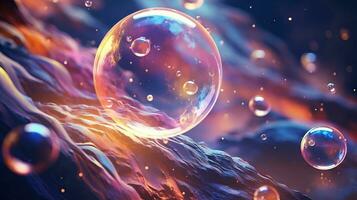 Colorful Magical Fantasy Dreamy Bubble or Soap Bubbles AI Generated photo