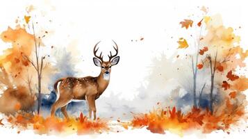 Cute Deer Strolling Alongside Maple Leaves AI Generated photo