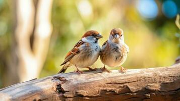 Cute Sparrows in Full Size DSLR Shot AI Generated photo