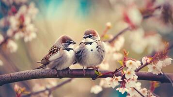 Cute Sparrows in Natural Habitat AI Generated photo