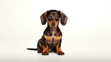 Adorable Dachshund Dog on White Background AI Generated photo