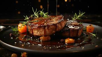 Delicious Balsamic Pork Chops  A Mouthwatering Culinary Delight AI Generated photo