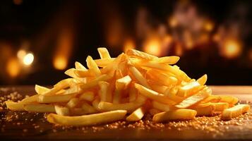 Delicious Crinkle Cut French Fries Isolated AI Generated photo