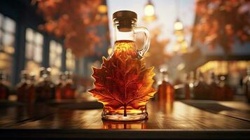 Delicious Maple Syrup Pouring on Pancakes AI Generated photo