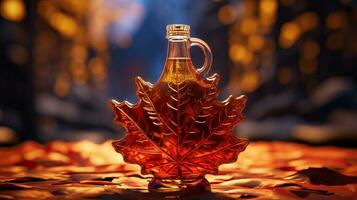 Delicious Maple Syrup Pouring on Pancakes AI Generated photo