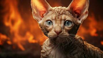 Adorable Devon Rex Cat with Highly Detailed Fur AI Generated photo