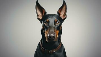 Elegant Doberman Pinscher Dog on White Background AI Generated photo