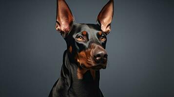 Elegant Doberman Pinscher Dog on White Background AI Generated photo