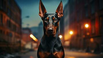 Beautiful Doberman Pinscher Dog in Highly Detailed Image AI Generated photo